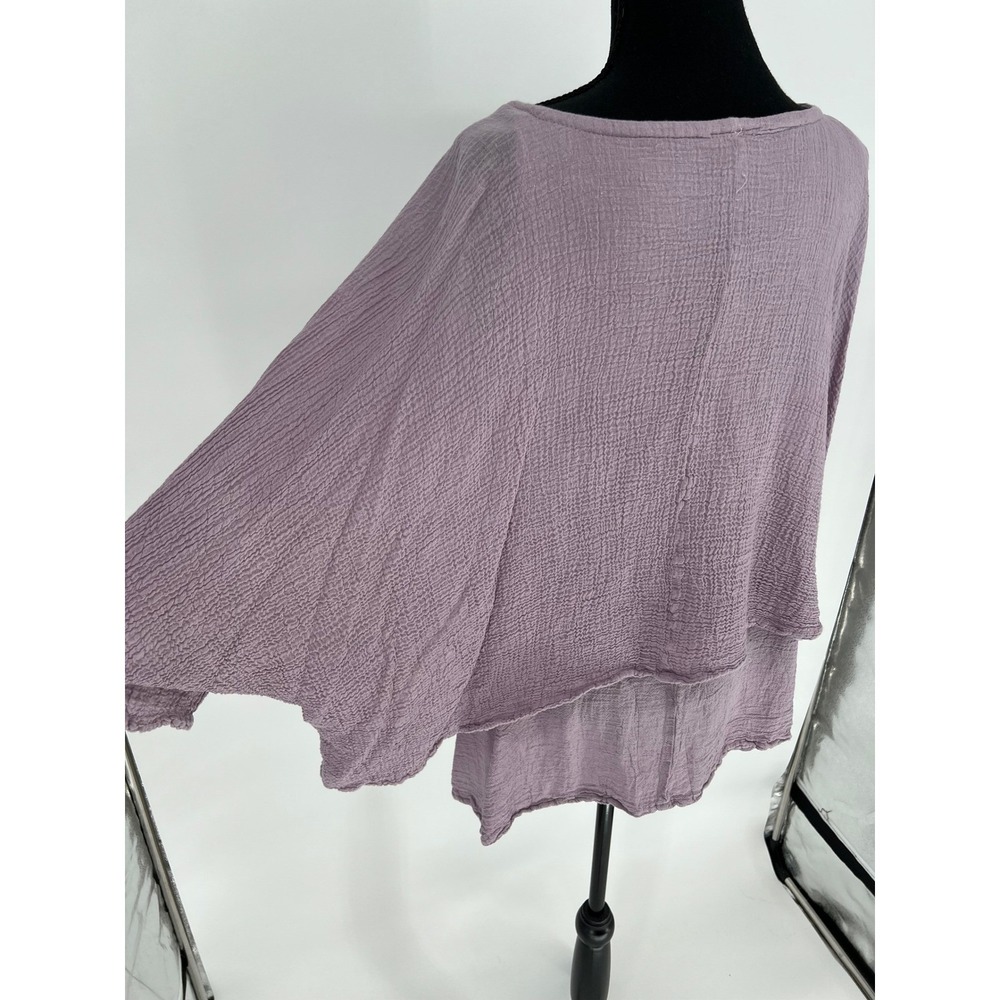 OH MY GAUZE! 2 Top Lavender Purple Cotton Crinkle Layered Lagenlook Tunic L/XL - Picture 10 of 12